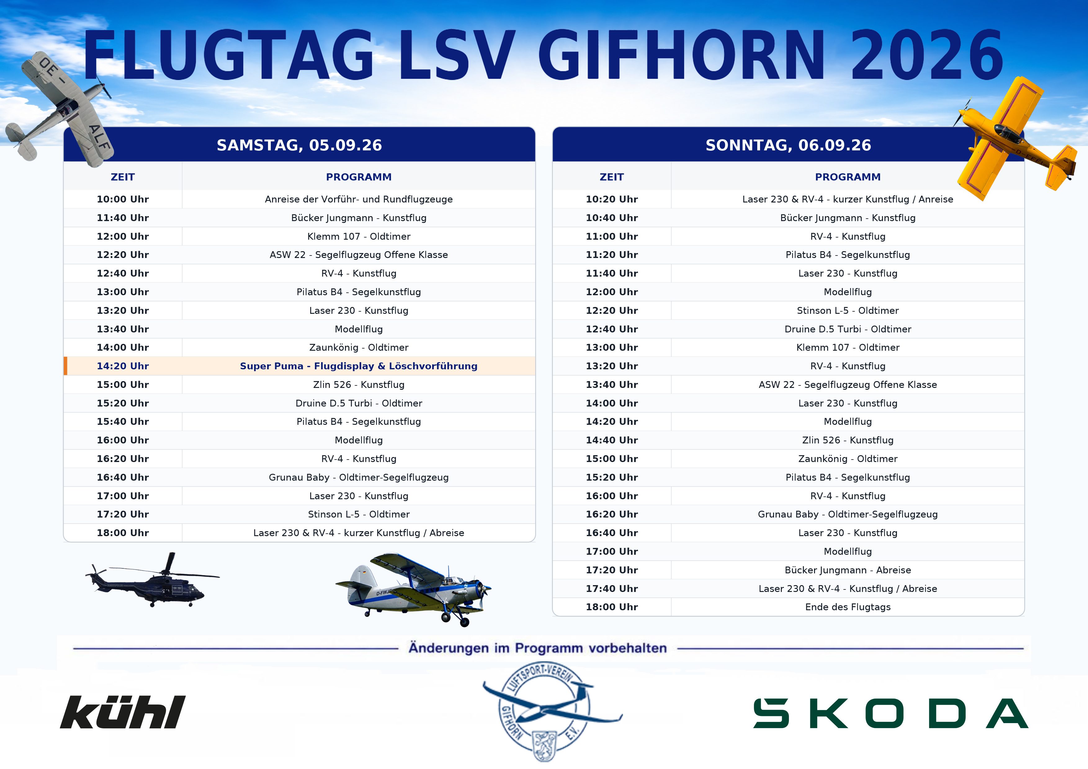 Programm Flugtag